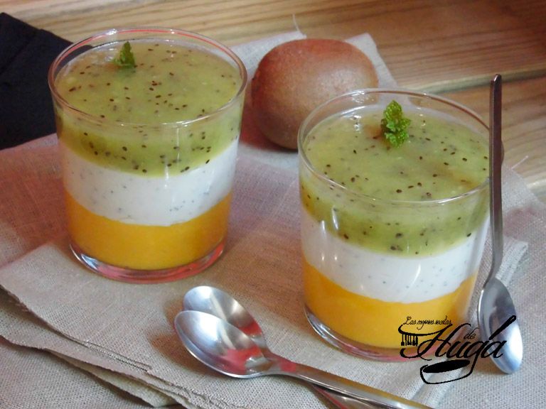Vasitos de mango, kiwi y yogur