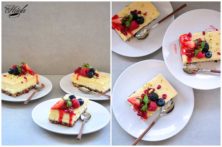 Cheesecake de chocolate blanco emplatadas