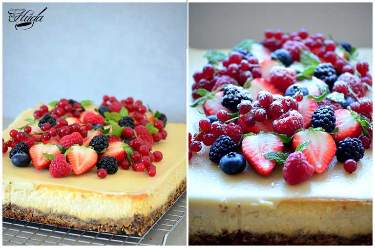 Cheesecake de chocolate blanco frutas rojas
