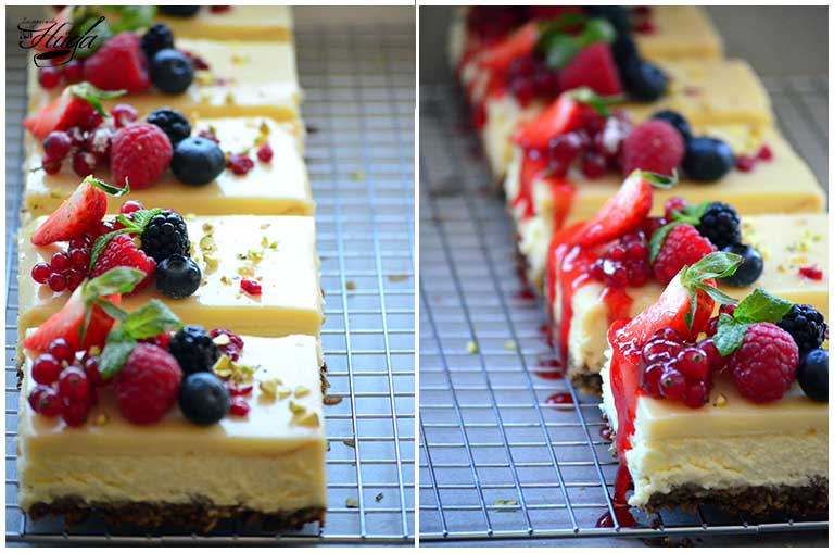 Cheesecake de chocolate blanco sirope