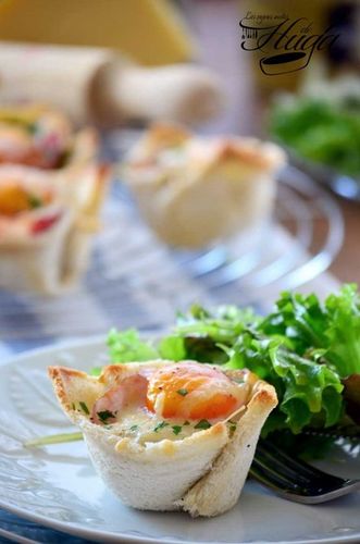 Muffins Croque-madame plato