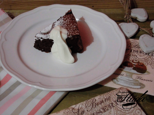 Tarta de chocolate de San Valentín -porcion