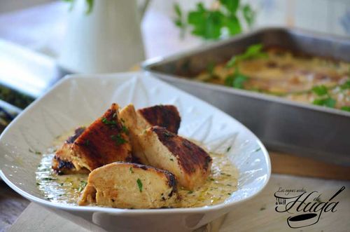 Pollo a la mostaza con Dauphinoise