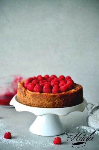 Tarta de queso con frambuesas