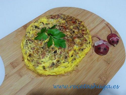 Frittata de champiñones y rabanitos