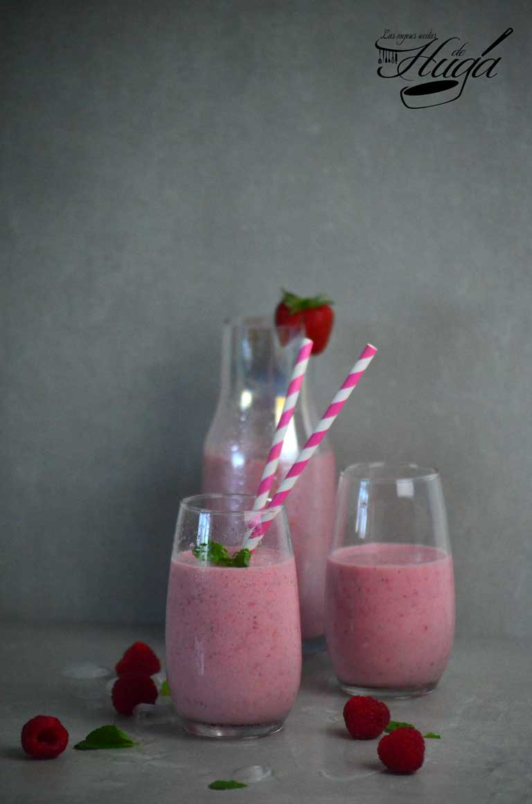 Smoothie de fresa y frambuesa
