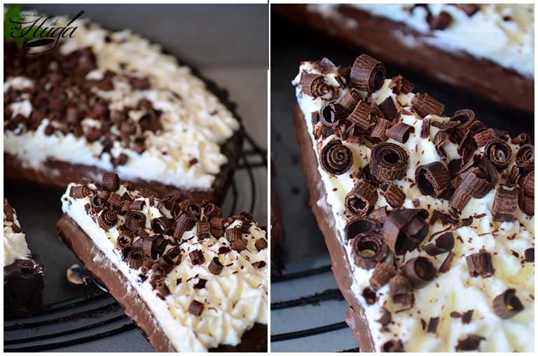 Tarta salada de chocolate cortada